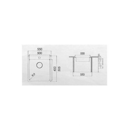 Διαστάσεις - Excel Victoria Νεροχύτης Μονός 55x50.5cm