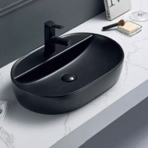 Tema Pure PUR060N Επικαθήμενος Νιπτήρας Πορσελάνης 60x40cm Μαύρος Ματ
