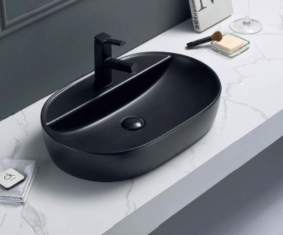 Tema Pure PUR060N Επικαθήμενος Νιπτήρας Πορσελάνης 60x40cm Μαύρος Ματ