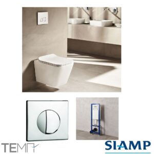 Σετ Κρεμαστής Λεκάνης Smart SMA 326 με Εντοιχιζόμενο Καζανάκι Siamp Verso DM 11100 και Πλακέτα Χειρισμού Siamp 111911