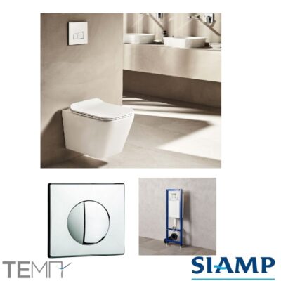 Σετ Κρεμαστής Λεκάνης Smart SMA 326 με Εντοιχιζόμενο Καζανάκι Siamp Verso DM 11100 και Πλακέτα Χειρισμού Siamp 111911