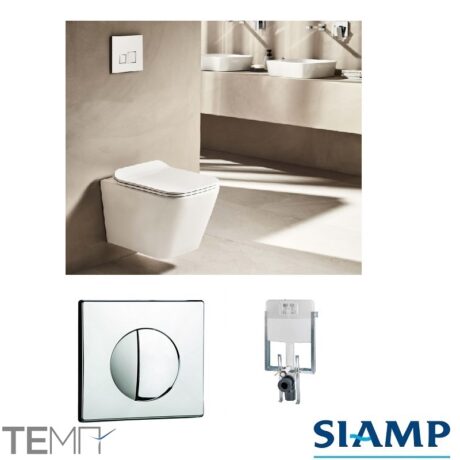 Σετ Κρεμαστής Λεκάνης Smart SMA 326 με Εντοιχιζόμενο Καζανάκι Siamp Verso DM 11180 και Πλακέτα Χειρισμού Siamp 111911