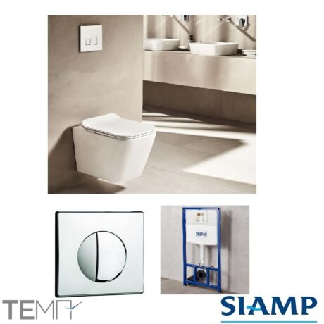 Σετ Κρεμαστής Λεκάνης Smart SMA 326 με Εντοιχιζόμενο Καζανάκι Siamp Verso TD 11183 και Πλακέτα Χειρισμού Siamp 111911